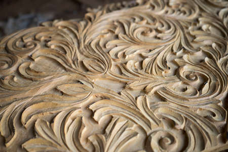 Floral wood carving.の写真素材
