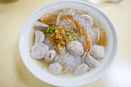 Homemade meatball noodle in Ruifang,Taiwan.の写真素材