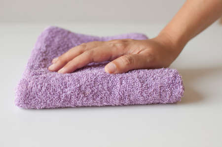 Hand wipe the cleaning towelの写真素材