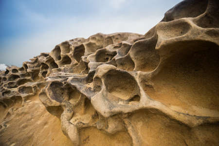 Weathered rock formation at the Yeliu Geo Park ,Taiwanの写真素材