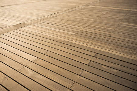 Wood floor background. Plank wooden floor outdoor weathered. Wood deck.の写真素材