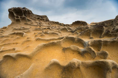 Weathered rock formation at the Yeliu Geo Park ,Taiwanの写真素材