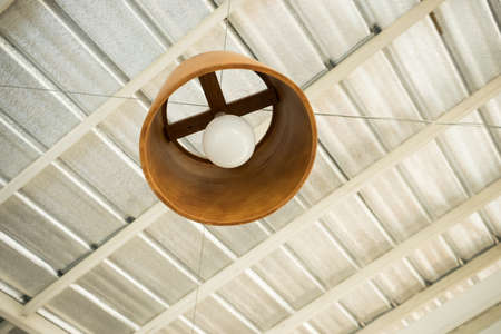 House decorated wooden roof lamp.の写真素材