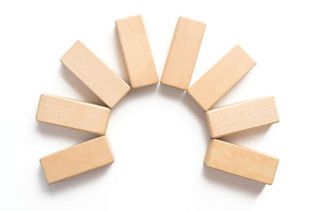 Wood block stacking as circle step. Business concept for growth success process.の写真素材