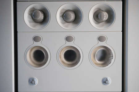Overhead console panel in aircraftの写真素材