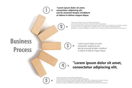 Wood block stacking as step stair. Business concept for growth success process with example text for use.の写真素材