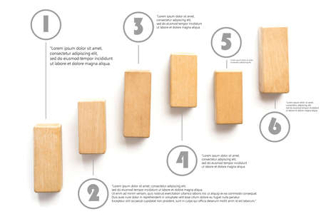 Wood block stacking as step stair. Business concept for growth success process with example text for use.の写真素材