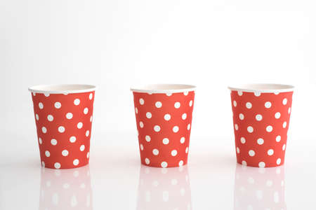 Empty paper cup on white background.の写真素材