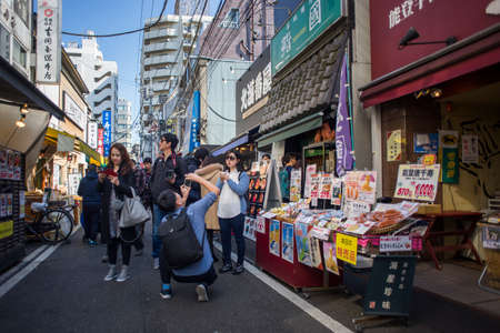 Tokyo, Japan - February 17, 2017 : Tsukiji Fish Market. The market is one of biggest fish market in the world.のeditorial素材