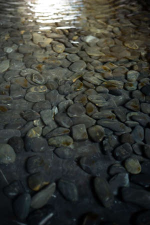 Nature pebble rock backgroundの写真素材