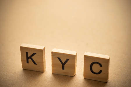 KYC on wood. Know Your Customer conceptの写真素材