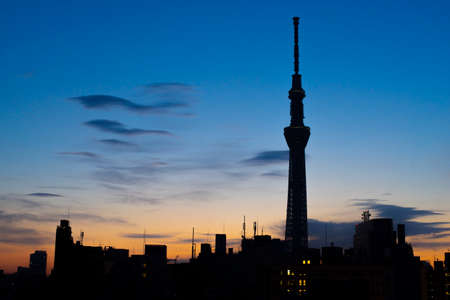Tokyo, Japan - February 17, 2017 : Tokyo Skytree at twilight skyline. Tokyo Skytree is the tallest structure in world when built.のeditorial素材