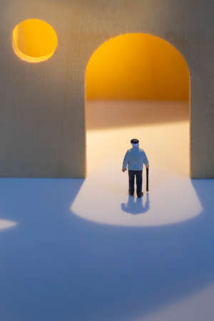 Old man alone in the house concept.の写真素材