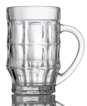 Empty beer glass isolated on white backgroundの写真素材