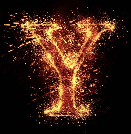 Alphabet spark is isolated on black backgroundの写真素材