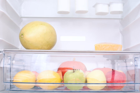 fruits and vegetables in the refrigeratorの写真素材