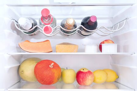fruits and vegetables in the refrigeratorの写真素材