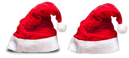 Single Santa Claus red hat isolated on white backgroundの写真素材