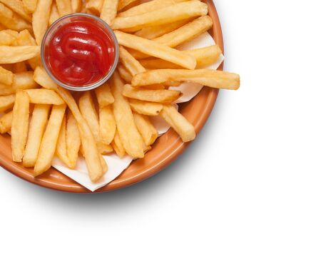 French fries isolated on white backgroundの写真素材