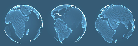 set of vector the shape planet from the dot and points. earth on blue backgroundのイラスト素材