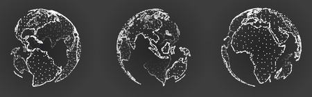 set of vector the shape planet from the dot and points. earth isolated on black background.のイラスト素材