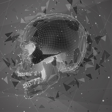 3d vector human skull of all segments explodes. bright art.のイラスト素材