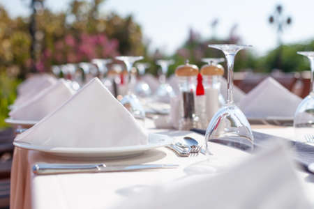 outdoor restaurant, soft background, stylish beautiful decorの写真素材