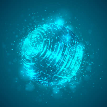 vector abstract element with explosion, sphere and glow, a hurricane and a stream of bright reflections.のイラスト素材