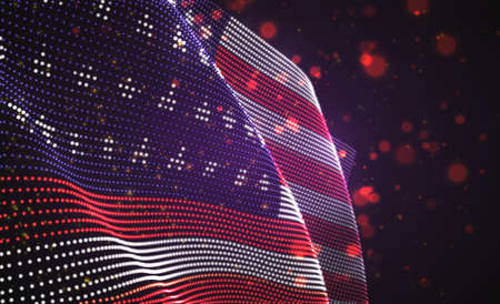 Vector bright glowing country flag of abstract dots. USAのイラスト素材
