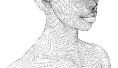 vector portrait of an african girl. 3d model isolated on white backgroundのイラスト素材