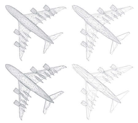 vector set of aircraft from triangular segments. design element for business and tourism