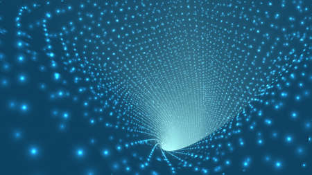 abstract vector background, bright infinite tunnel of glowing segments.