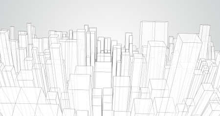vector abstract 3d crystal. a view of the roofs of the city, a large chaotic set of glass pendants.のイラスト素材