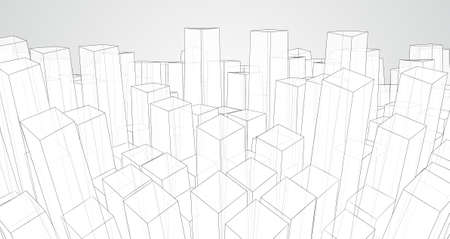 vector abstract 3d crystal. a view of the roofs of the city, a large chaotic set of glass pendants.のイラスト素材