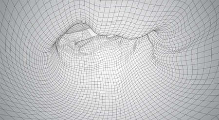 3d vector space from square polygonal meshes, abstract form on a white background