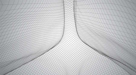 3d vector space from square polygonal meshes, abstract form on a white backgroundのイラスト素材