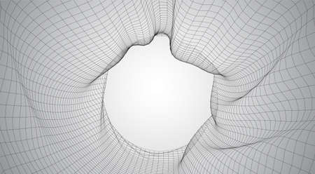 3d vector space from square polygonal meshes, abstract form on a white background