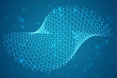 vector 3d background. wave of points. geometric danceのイラスト素材