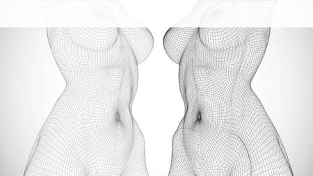 female nude body on a white background in sexual poses. dance. 3d vectorのイラスト素材
