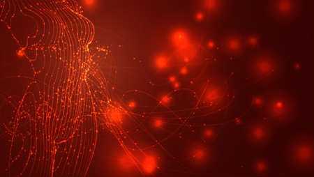 Abstract vector background of lines and points, curved beautiful shapes.のイラスト素材