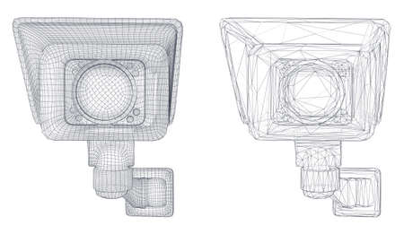 set of vector images. CCTV camera for building and street security