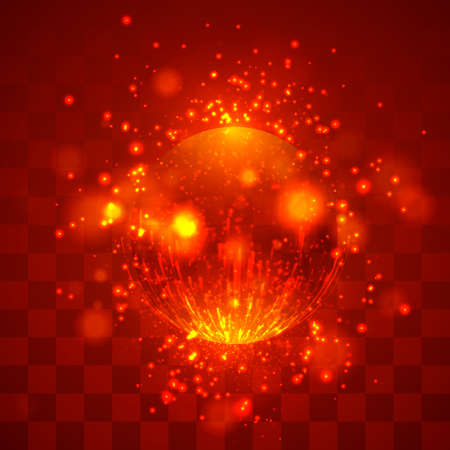vector abstract element with explosion, sphere and glow, a hurricane and a stream of bright reflections.のイラスト素材