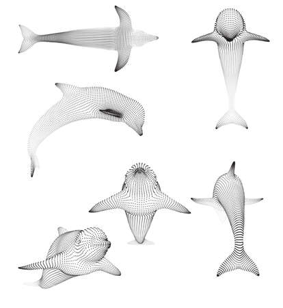 3d vector set. ocean protection. dolphinのイラスト素材