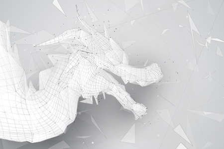 symbol of chinese new year. long flying dragon kite. vector 3d illustration