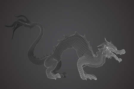 symbol of chinese new year. long flying dragon kite. vector 3d illustrationのイラスト素材