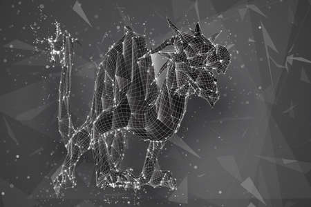 symbol of chinese new year. long flying dragon kite. vector 3d illustrationのイラスト素材