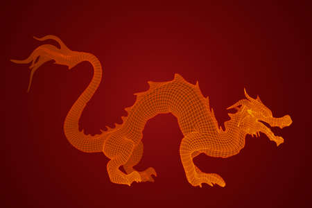 symbol of chinese new year. long flying dragon kite. vector 3d illustrationのイラスト素材