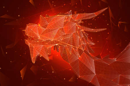 symbol of chinese new year. long flying dragon kite. vector 3d illustrationのイラスト素材