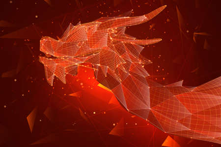 symbol of chinese new year. long flying dragon kite. vector 3d illustrationのイラスト素材