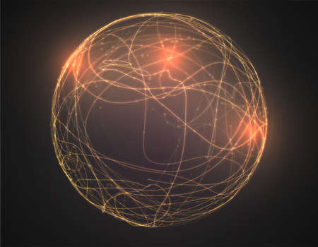 Abstract vector background of lines and points, curved beautiful shapes.のイラスト素材